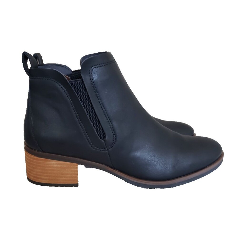 Korks by Korkease Blk Lthr Pull On Ankl Boots W Blk Heel WM Size 10M Casual Goth